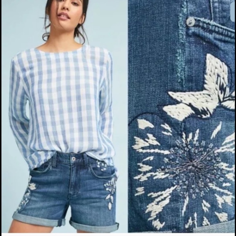 PILCRO EMBROIDERED DENIM SHORTS - Size 27